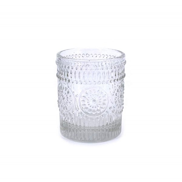 浮雕花紋玻璃杯燭台1