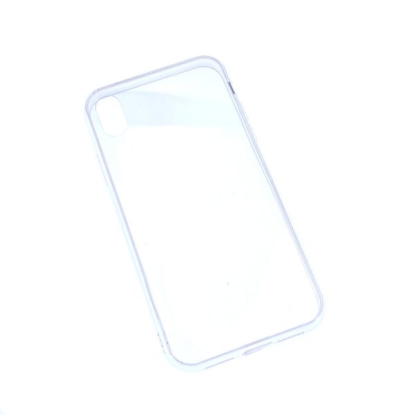 iPhone XR透明硬底軟邊凹槽滴膠電話殼