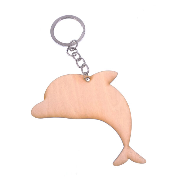海豚木片匙扣