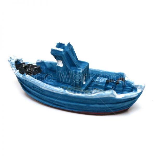 藍色海邊小船樹脂擺件